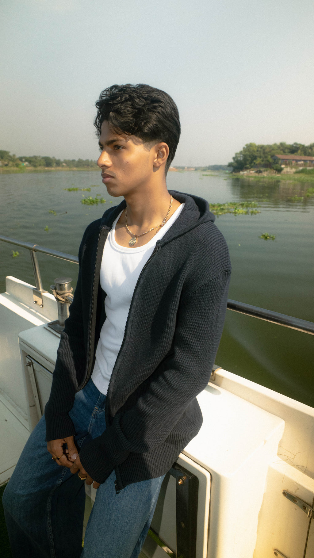 FORGE Knit Jacket | Hard knit Hooded Navy Blue Jacket