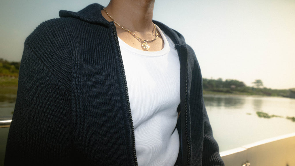 FORGE Knit Jacket | Hard knit Hooded Navy Blue Jacket